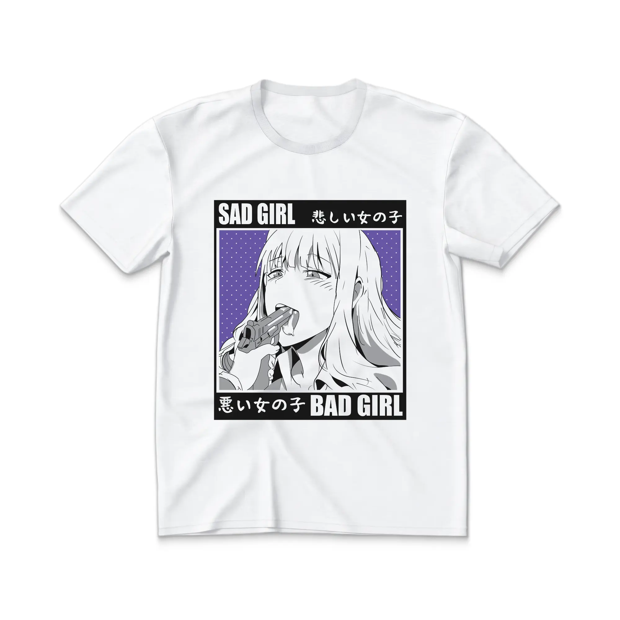 Футболка Anime — Sad Girl — Білий