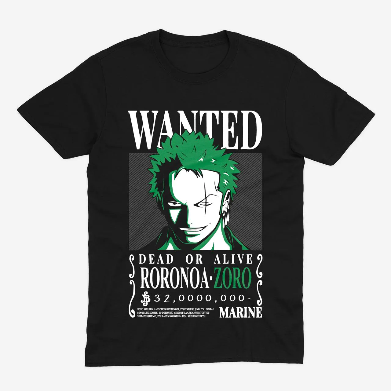 Футболка One Piece — Wanted Zoro — Чорний