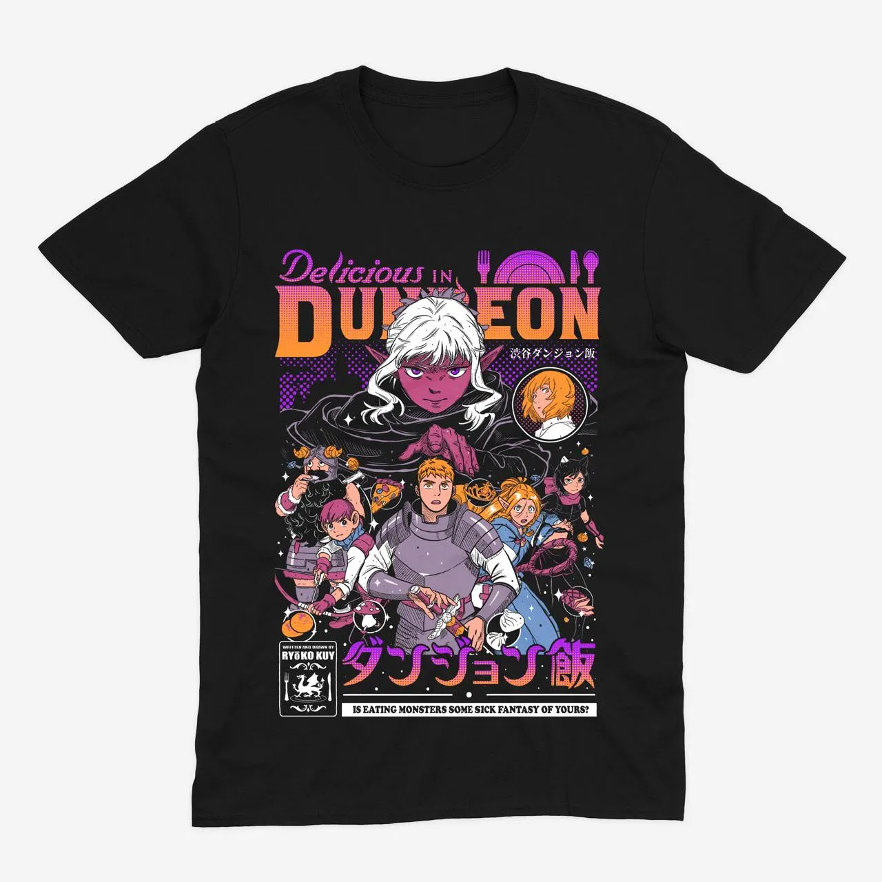 Футболка Delicious in Dungeon — Команда Лайоса — Чорний