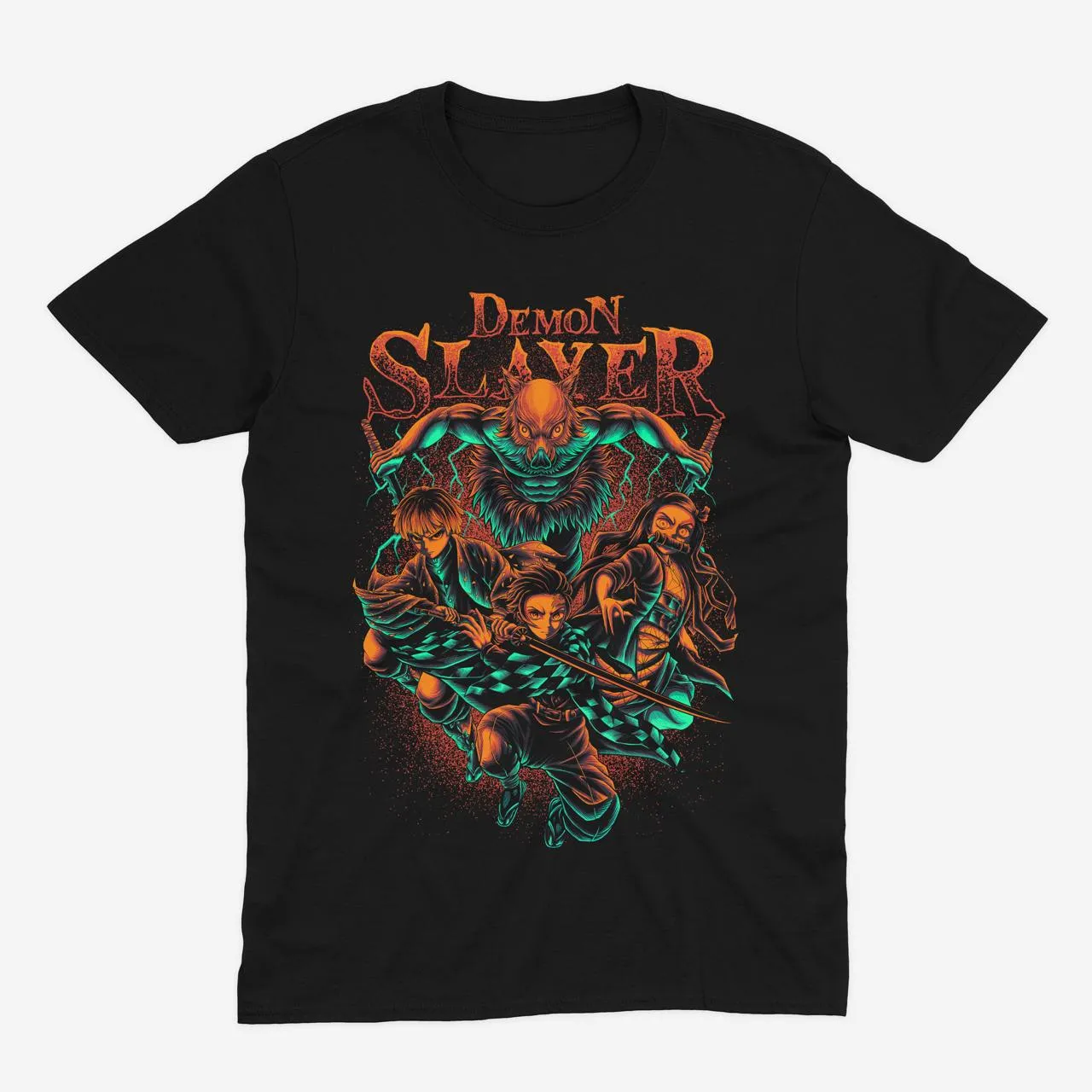 Футболка Demon Slayer — Танджіро, Незуко, Зеніцу та Іносуке — Чорний