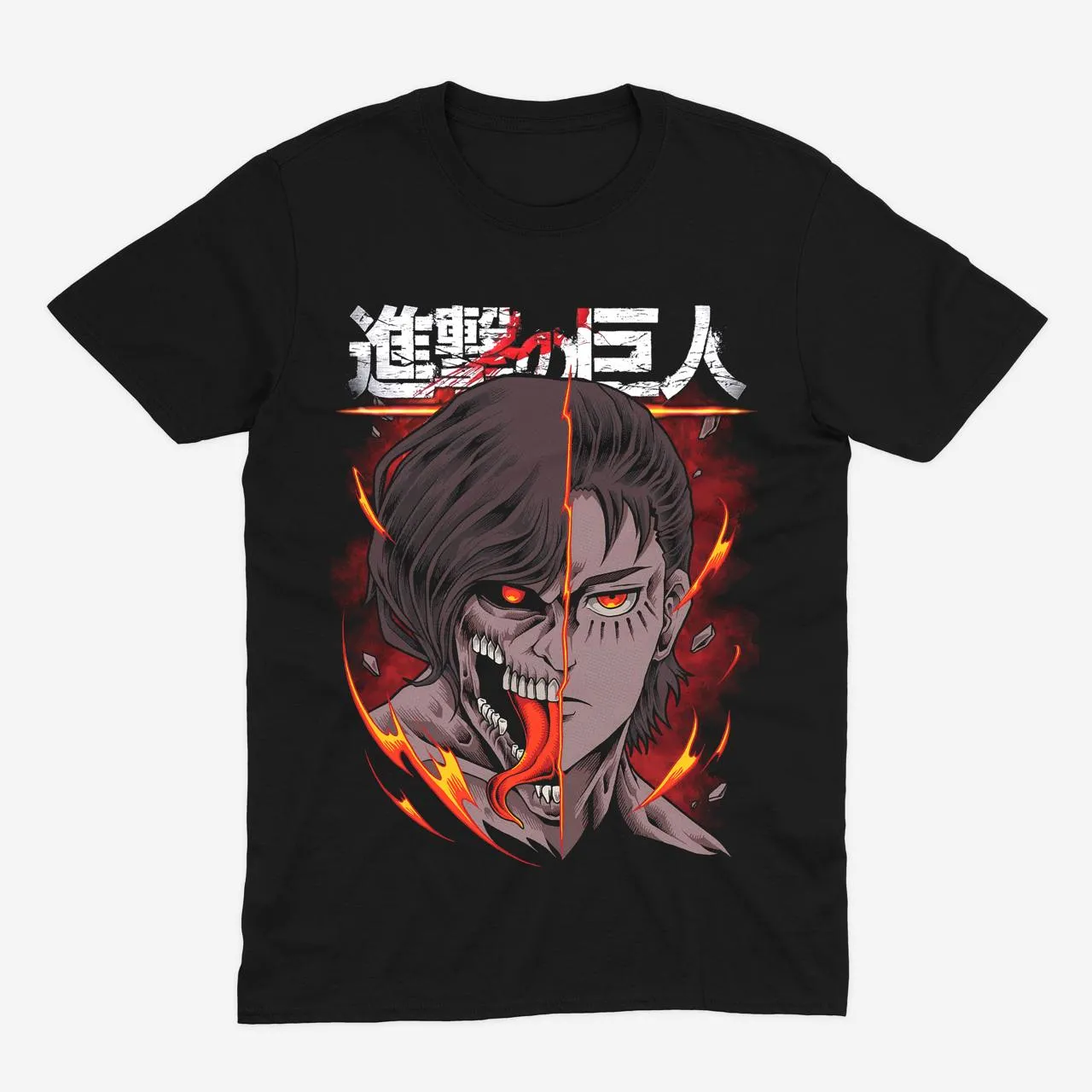 Футболка Attack on Titan — Ерен, дві половини — Чорний