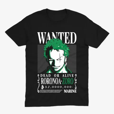 Футболка One Piece — Wanted Zoro — Чорний