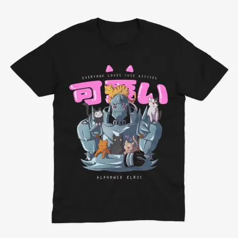Футболка Fullmetal Alchemist — Альфонс і коти — Чорний