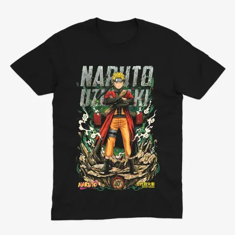 Футболка Naruto — Наруто Узумакі, Сьомий Хокаге — Чорний