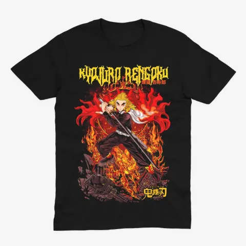 Футболка Demon Slayer — Кьоджуро Ренгоку — Чорний