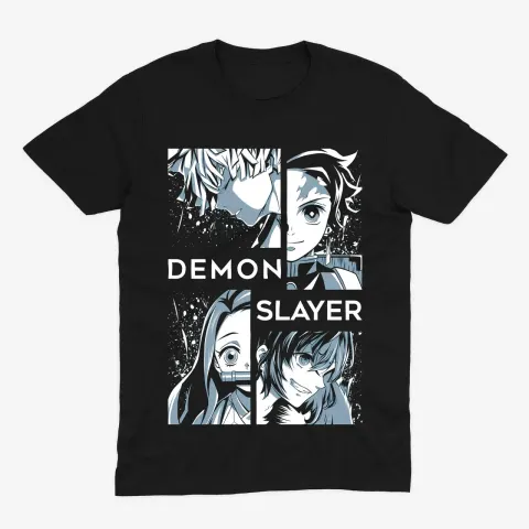 Футболка Demon Slayer — Чотири кадри — Чорний