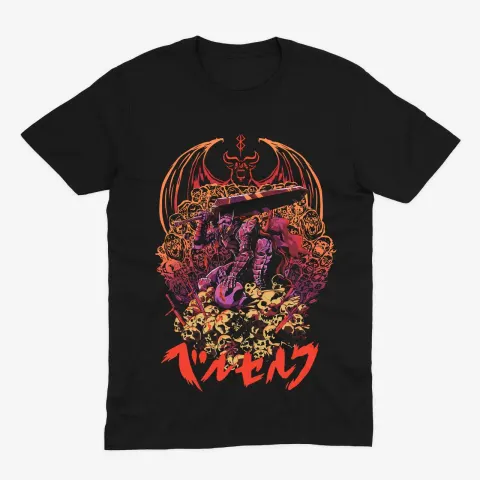 Футболка Berserk — Ґатс проти апостолів — Чорний
