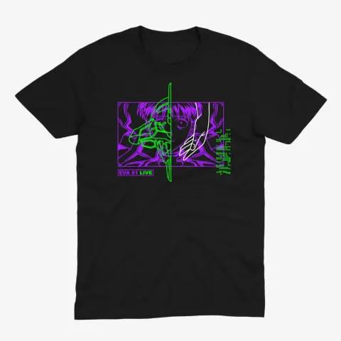 Футболка Evangelion — EVA-01 Neon — Чорний
