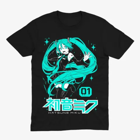 Футболка Hatsune Miku — Neon 01 — Чорний