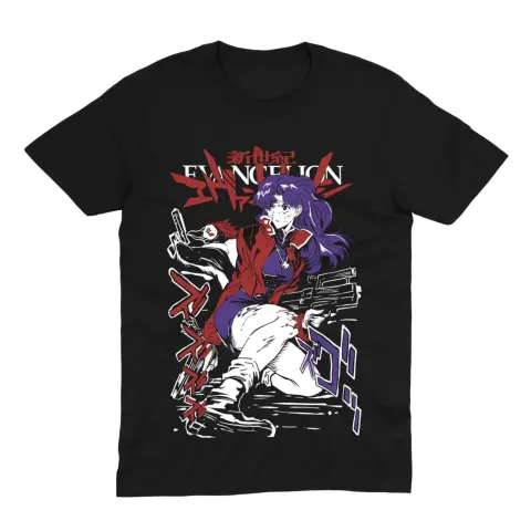 Футболка Evangelion — Місато Кацураґі в бою — Чорний