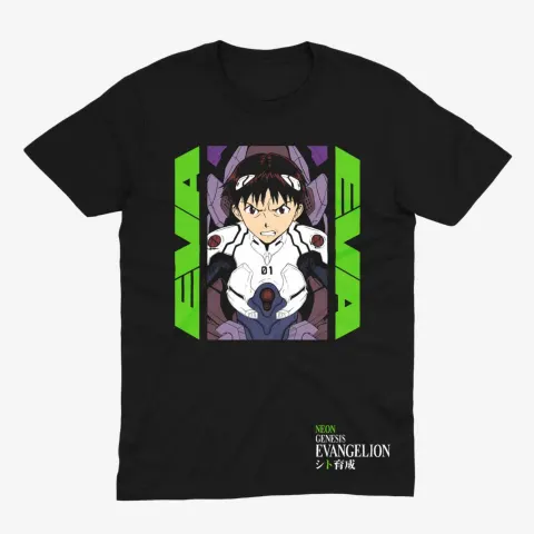 Футболка Evangelion — Сінджі Ікарі — Чорний