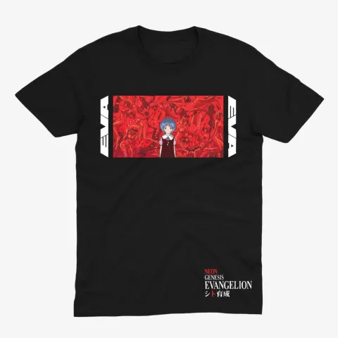 Футболка Evangelion — Рей Аянамі, клони — Чорний