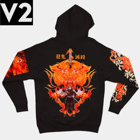 Худі Demon Slayer — Кьоджуро Ренгоку V2 — Чорний
